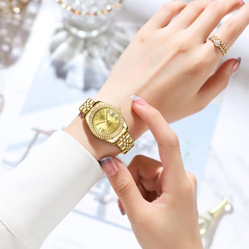 Image of NIBOSI Watches for Woman Analog Quartz Stainless Steel Diamond Rose Gold Green Small Dial Women Watches Classic Wrist Watch Date Waterproof