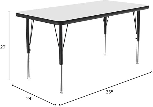 Miniatura 2 de Correll - Mesa rectangular de 24 x 36 pulgadas, mesa de actividades superior de borrado en seco, altura ajustable (19 a 29), laminado de alta