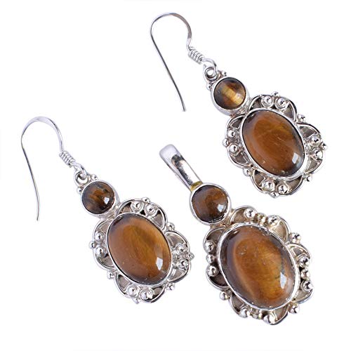 Conjunto ojo de tigre de plata para lucir en bodas y cenas de aniversario