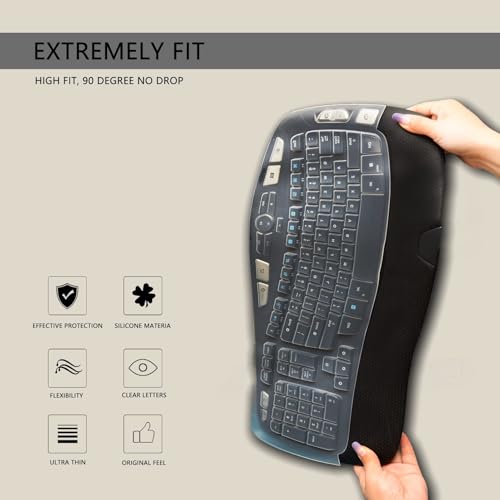 Softamm Keyboard Cover for Logitech K350 MK550 MK570 Wireless Wave Keyboard, Ultra-Thin Silicone Protector (Transparent) by Softamm - Image 4