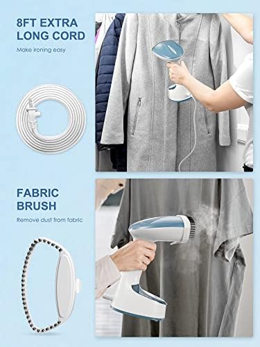 Reemix Steamer for Clothes, 1200W Foldable Clothes Steamer, Handheld Garment Steamer, Fast Heat-up, Auto-Off, Steam Iron for Fabric Wrinkle Remover with Brush (Blue Gray) - 5