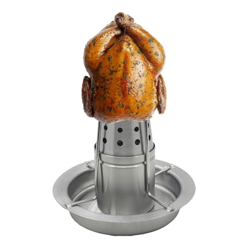 Trivolein Beer Can Chicken Holder for Grill Smoker Oven, Vertical Chicken Roaster Stand with flavouring Container Stainless Steel Chicke n Holder BBQ Barbecue Accessories for Indoor Outdoor