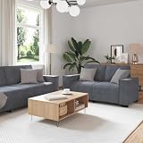 Traylux 3-TLG. Sofagarnitur Dunkelgrau Samt mit Sessel, 2-Sitzer und 3-Sitzer, Polstergarnitur für Wohnzimmer und Gästezimmer, robuste Couch mit bequemen Kissen und stabilem Gestell