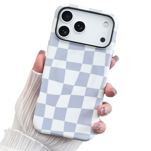 LEOMAKRON for iPhone 17 Pro Max Case Gray White Checkered Plaid Pattern by LEOMAKRON - Used condition - US$11.77