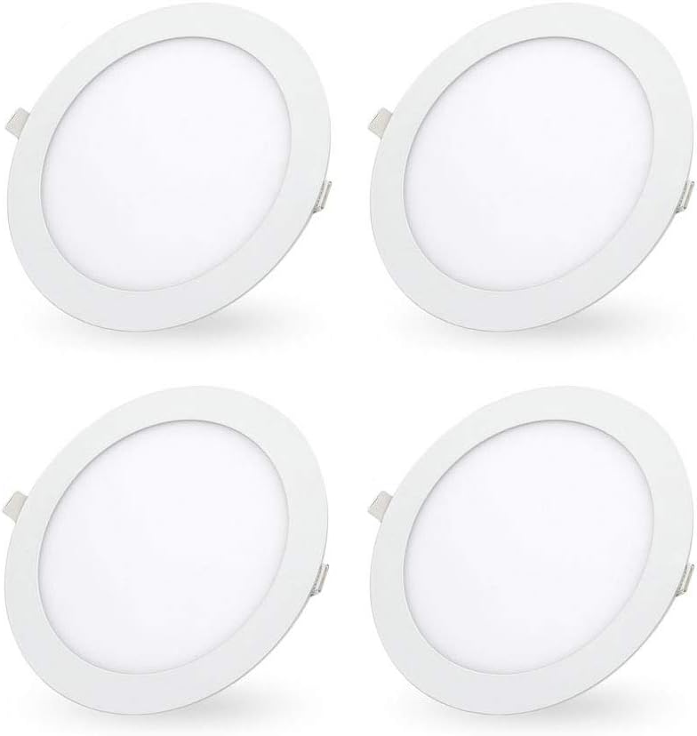 Esbaybulbs7 Inch LED Panel Recessed Ceiling Light, LED Recessed Lighting Retrofit 18W 3000K Warm White Ultra-Thin Ceiling Can Light Downlight 4 Pack