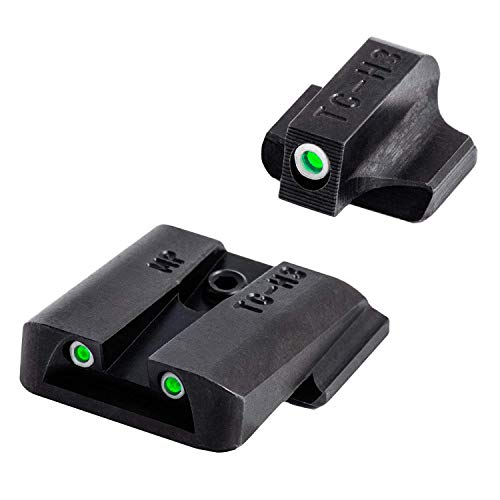 TRUGLO Tritium Handgun Sight | High-Visible Front & Rear Night Sights with White Dots & Tritium Glowing Green Dots, Compatible with Smith & Wesson M&P Series Handguns