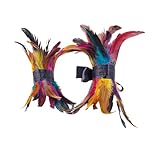 ZSUIQIN 1 Paar Fußkettchen Federn, Punk-fußkettchen, Federed Trimmed Knöchelmanschetten, für Kostüm Party Halloween, Themenkostümpartys (Mehrfarbig)