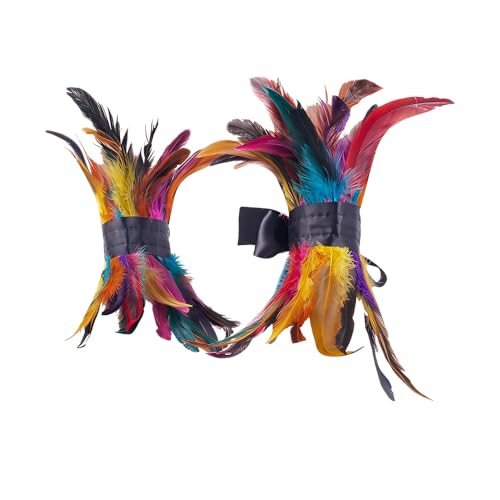 ZSUIQIN 1 Paire Bracelets de Cheville à Plumes, Accessoires Gothiques pour Les Chevilles, Punk Rock avec Fourrure, pour Les soirées Gothiques à thème, décoration d'halloween (Multicolore)