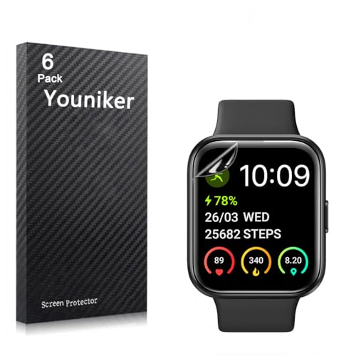 Youniker 6 Pack Compatible with ENOMIR ID208BT 1.7'' Screen Protector Film for SKG V7 Pro 1.69 Inch Smartwatch Screen Protectors Foils Screen Cover Crystal Clear HD Anti-Scratch