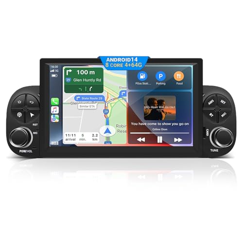 Android 14 Autoradio 2 DIN per Fiat Panda 2013-2020, DAB+ Integrato, Radio FM/AM RDS, Wireless CarPlay e Android Auto, Navi GPS 4G, Mirror Link, Telecamera Posteriore, Comandi al Volante