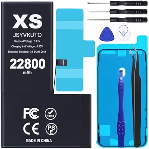 JSYVKUTO 22800mAh Battery for iPhone Xs, New 0 Cycle Upgraded Higher Capacity Replacement Battery for iPhone Xs with Full Set Repair Tool Kit, Model A1920, A2097, A2098, A2100 Cover