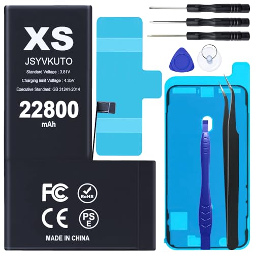 JSYVKUTO 22800mAh Battery for iPhone Xs New 0 Cycle Upgraded Higher Capacity Replacement Battery for iPhone Xs with Full Set Repair Tool Kit Model A1920 A2097 A2098 A2100