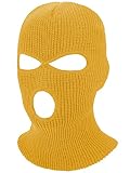 SATINIOR 3 Holes Ski Mask Full Face Cover Outdoor Balaclava Winter Knitted Neck Gaiter for Halloween Sports Cycling(Medium,Yellow)