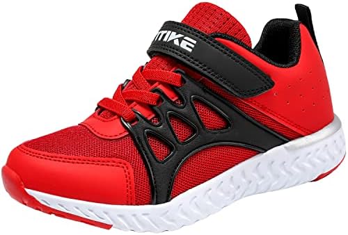 ASHION Boys Sneaker Kids Air Shoes Boys Girls Tennis Running Walking Shoes Arch Support Lightweight Breathable Sport Athletic 8098 Chic Red 11 Little Kid