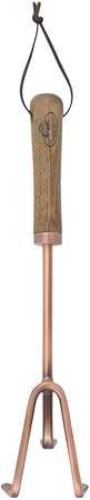Esschert Copper Plated Hand Rake with Wooden Handle and Leather Hanger ...