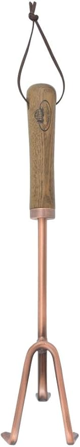 Esschert Copper Plated Hand Rake with Wooden Handle and Leather Hanger ...
