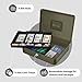 Flexzion Cash Box with Money Tray and Lock - Metal Cash Box for Small Businesses, 9-Compartment Green Money Box with Removable Tray and Key, Portable Storage for Checks and Coins