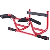 GoFit Elevated Chin Up Station, No Screw Strength Training Pull Up Bar for Doorway, Multi-Use Home Gym Equipment, Red / Black, 8.6 pounds, GF-ECS