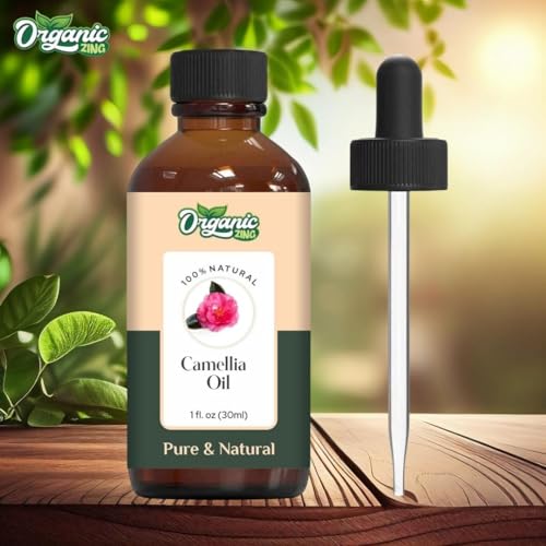 Image of Organic Zing Camellia Essential Oil Pure & Natural for Skin, Face, Hair Care, Shampoo, Face Cleanser - 30ml