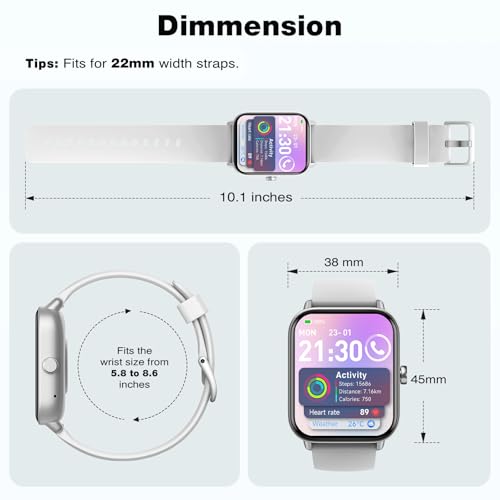 Smartwatch Herren mit Telefonfunktion,1,8' Fitnessuhr Damen mit Herzfrequenz SpO2 Stress...