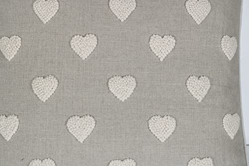 Vagmine Hand Embroidered French Knotted Hearts Square Decorative Accent Throw Pillow Cover - Bedroom Decor, Couple Present, Valentine Gift - 18X18 Inches, Natural #TOP3