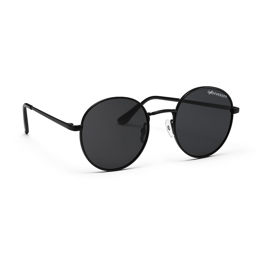 Eyedash Classic Round Sunglasses – Ultra-Light Metal Frame with Dark Lenses | Timeless Vintage Style Unisex Eyewear for Al...