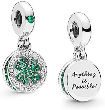 FGT Lucky Clover Charms for Bracelets Necklaces Pendants Birthday Crystal Bead Pendant Sterling Silver Gift for Mum Women Girls Granddaughter Daughter Girlfriend Family Mothers Day Valentine Birthday