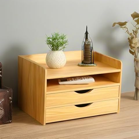 3-Tier Desk Organizer Desktop Drawer Tabletop Storage Organization Box for Office Home Study Workstation Vanity Letter Tray Sorter Desk Storage Rack Document Holder Cover