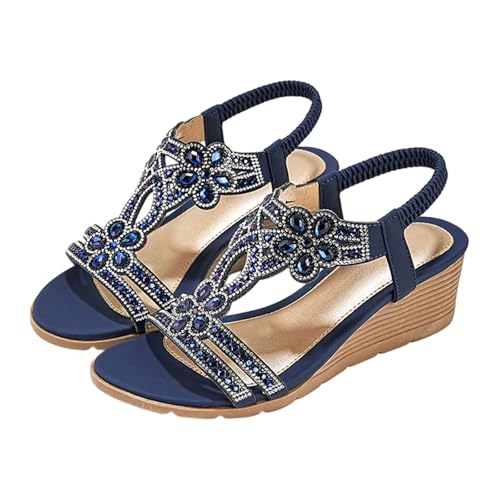 Sandales bohème à talon compensé idéales pour les vacances et la plage