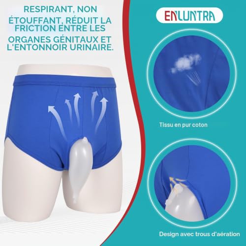 Collecteur d'urine, culottes d'incontinence pour hommes, dispositif de cathétérisme externe portable pour hommes avec deux poches à urine réutilisables de 500 ml, L – vue 4