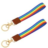 2 PCS Porte-Clés Arc-en-Ciel Pride Unisexe avec Lanière Arc-en-Ciel en...
