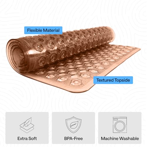 Gorilla Grip Bathroom Mat (Brown, Vinyl, 35 x 16 Inches)