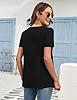 MOLERANI T Shirts for Women UK Round Neck Loose Casual Puff Short Sleeve Summer Tee Tops Front Pleated T Shirt Black 2XL #3