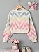 SHENHE Girl's Crewneck Lantern Sleeve Colorful Ombre Cute Chevron Knit Crop Sweater Jumper Multicolor 9Y