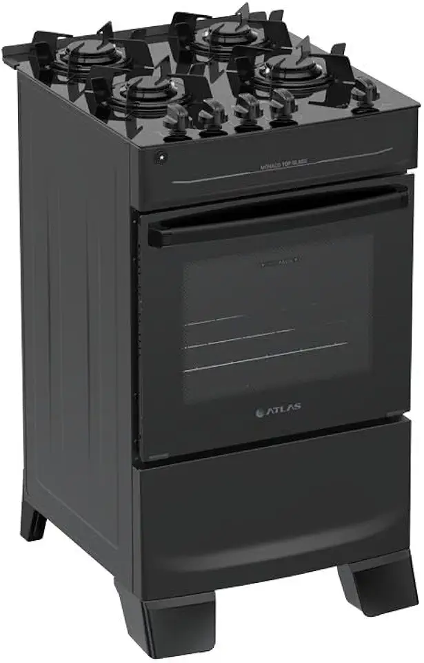 Fogão 4 Bocas Atlas Mônaco Top Glass Mesa de Vidro Bivolt