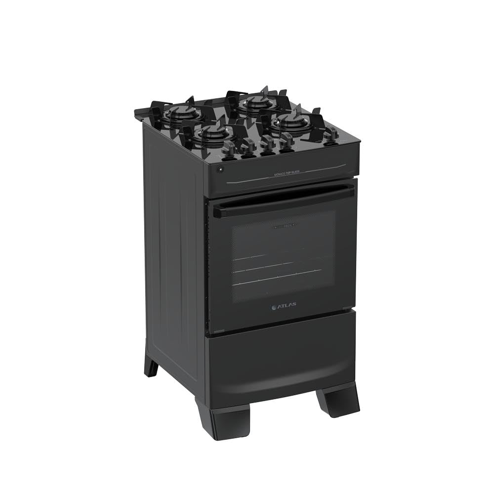 Fogão 4 Bocas Atlas Mônaco Top Glass Mesa de Vidro Bivolt