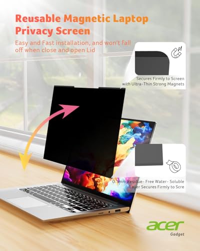 Acer 2-Pack Laptop Privacy Screen - for Laptop 14 Inch 16:9, Magnetic & Removable Privacy Filter Shield, Anti-Glare Screen Protector, Dual-sided Monitor Shield, For HP, Dell and Other Major Brands — view 2
