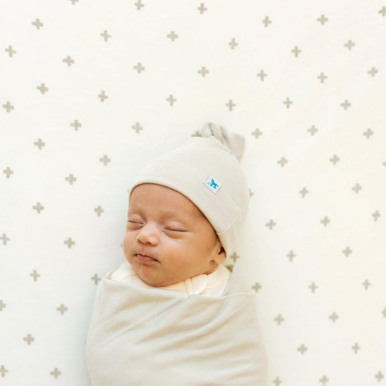 Little Unicorn Premium Stretch Knit Crib Sheet |Super Soft with Optimal Stretch (Grey Cross)