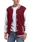 DHSPKN Men's Varsity Baseball Jacket Causal Slim Fit Varsity Letterman Jacket Boys Bomber Jackets Red 3XL