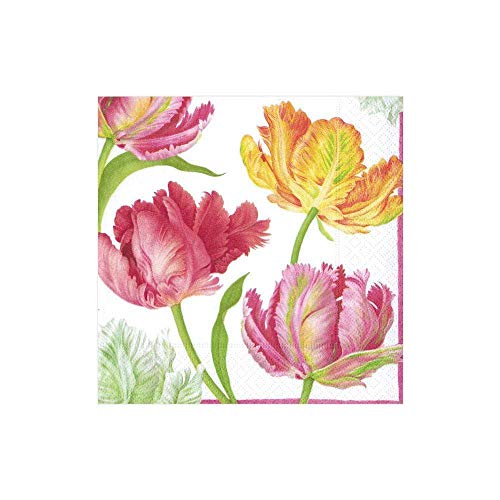 Caspari 11750C Tulip Dance Paquet de 20 Recevez avec Serviettes Tissu/Papier Multicolore 12,5 x 12,5 x 0,02 cm