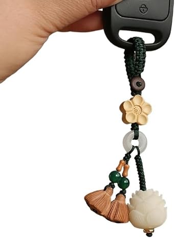 Keychain Bag Charms Lotus Keychain Mobile Phone Chain, Wooden Car Key Pendant, Decoration
