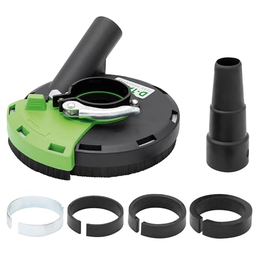 D-TACK Absaughaube mit Bürstenkranz für Winkelschleifer | Schleiftöpfe ø 115 & 125 mm | Dunstabzugshaube für atemwegsschonendes Schleifen | Inkl. Adapter für Staubsauger & Winkelschleifer