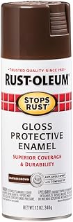 Rust-Oleum 7775830-6PK Stops Rust Spray Paint, 12 oz, Gloss Leather Brown, 6 Pack