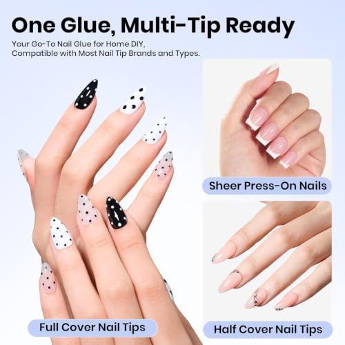 Image of Beetles 2Pcs 15ml Gel Nail Glue for Acrylic Nail Tips, UV Nail Glue for Clear Press-On Nails, Clear Self-Leveling Nail Extension Gel, Low-Odor Formula, Long-Lasting Wear for DIY & Salon Use
