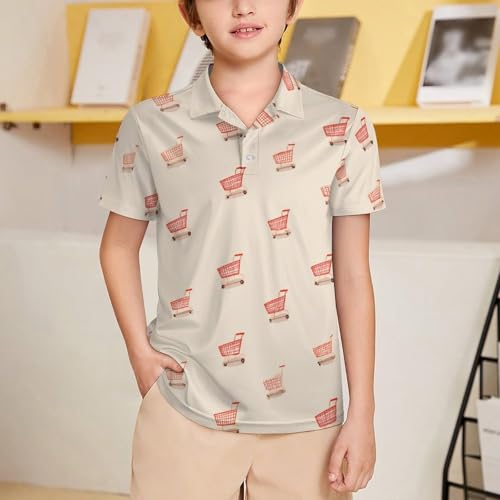 Boys' Classic Polo Shirts Short Sleeve Moisture-Wicking Golf & Tennis Shirts for Youth Teens Cute Shopping Cart2