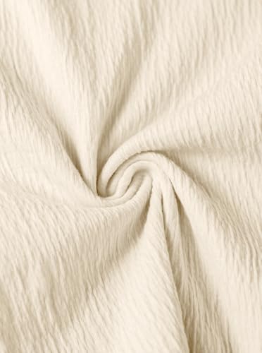 Ecolala Girls Ruffle Sleeve Shirt Crew Neck Textured Summer Cute Tops Dressy Blouse Light Beige 11-12 Years