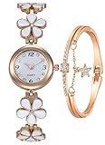 ADSBIAOYE Women's Bracelet Watch Fashion Item Waterproof Quartz Flower Shaped Watch (White)