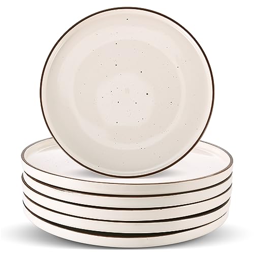 Teller Set Speiseteller Essteller Porzellan - Servierteller Modern Design - Tellerset 6 Personen - Geschirrteller Keramik - Flache Teller Groß para Salat | Steak | Hauptspeise | Abendbrot - 26,5 cm