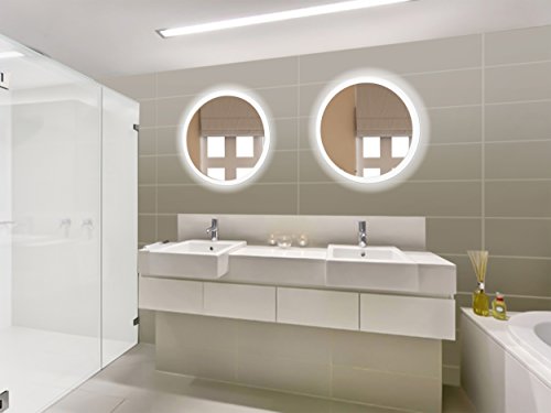 Krugg Led Bathroom Round Mirror 27 Inch Diameter | Lighted Vanity Mirror Includes Dimmer And Defogger | Silver Backed Glass #TOP2
