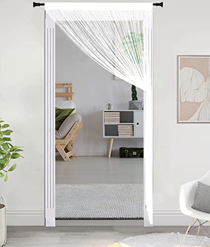 Qiboyuye Beads Curtain Door String Curtains For Doorway Tassels Beaded Window Panel Room Divider Wall Decorations Closet Curtains For Bedroom Closet Door Drapes (39X79In, White) #TOP5